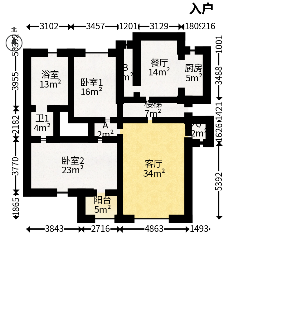 芙蓉苑  5室3厅2卫   128.80万户型图