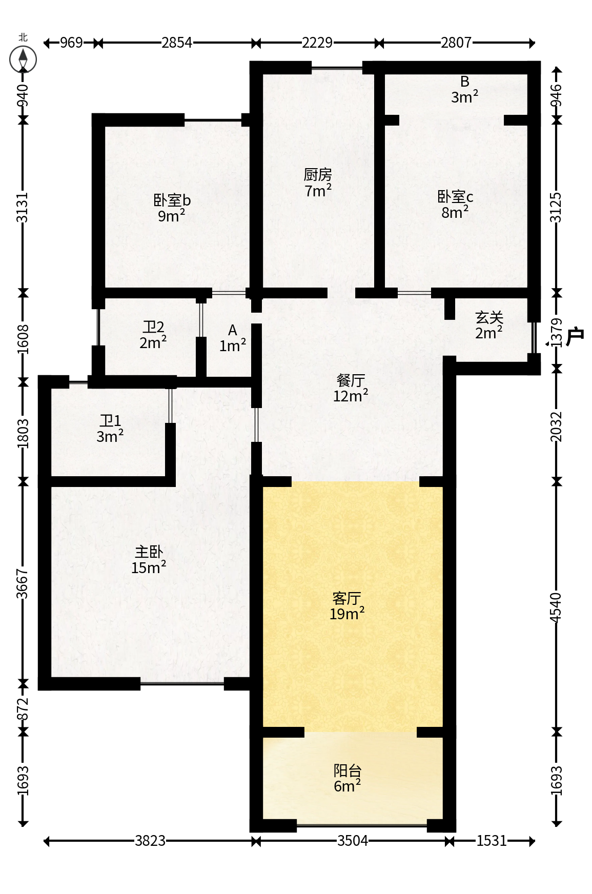 澳海谷山府  3室2厅2卫    89.8万户型图