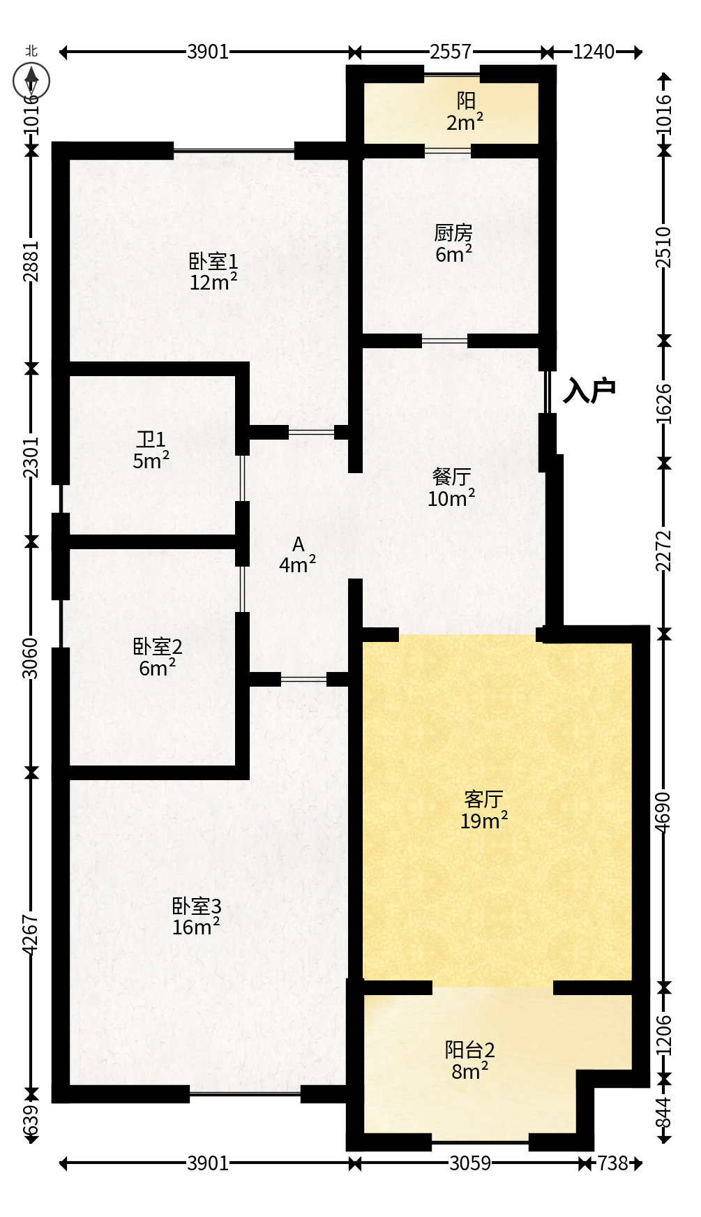 茂华禧都会  3室2厅1卫   138.00万户型图