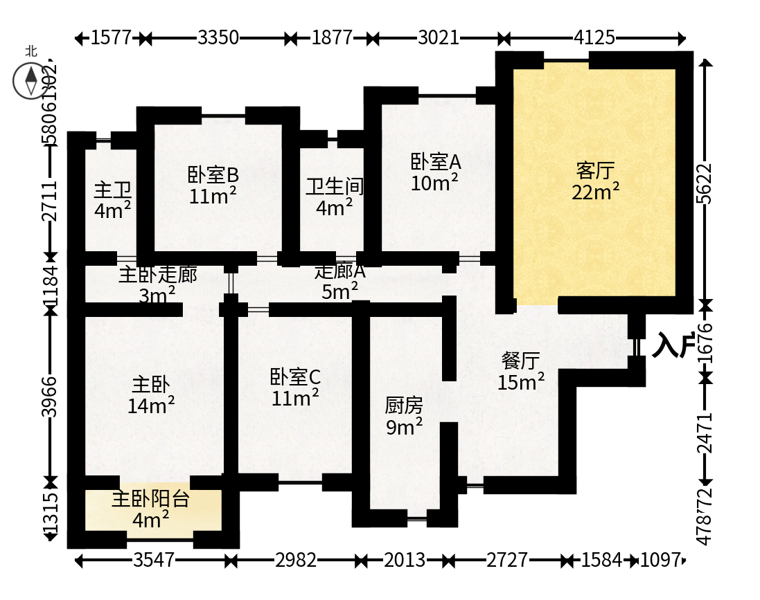 北辰中央公园B区  4室2厅2卫   131.00万户型图