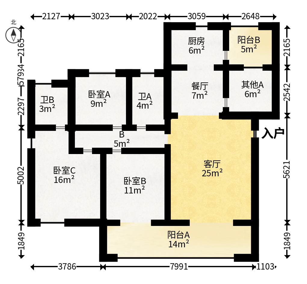 润和翰文府  4室2厅2卫   156.00万户型图