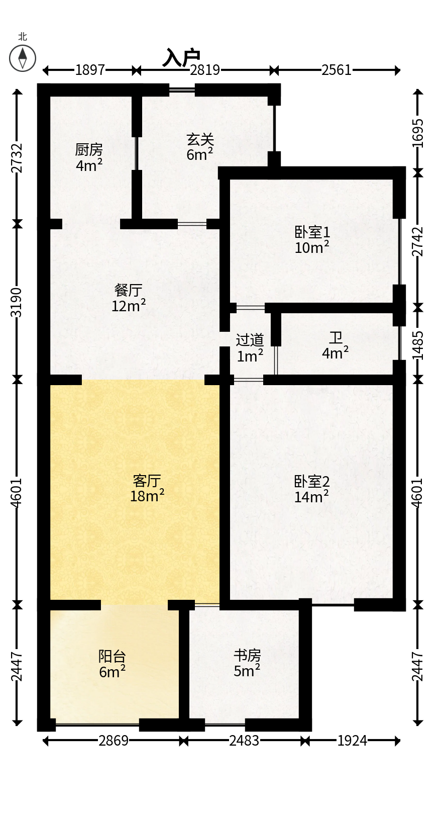 时代倾城一期  2室2厅1卫   60.00万户型图