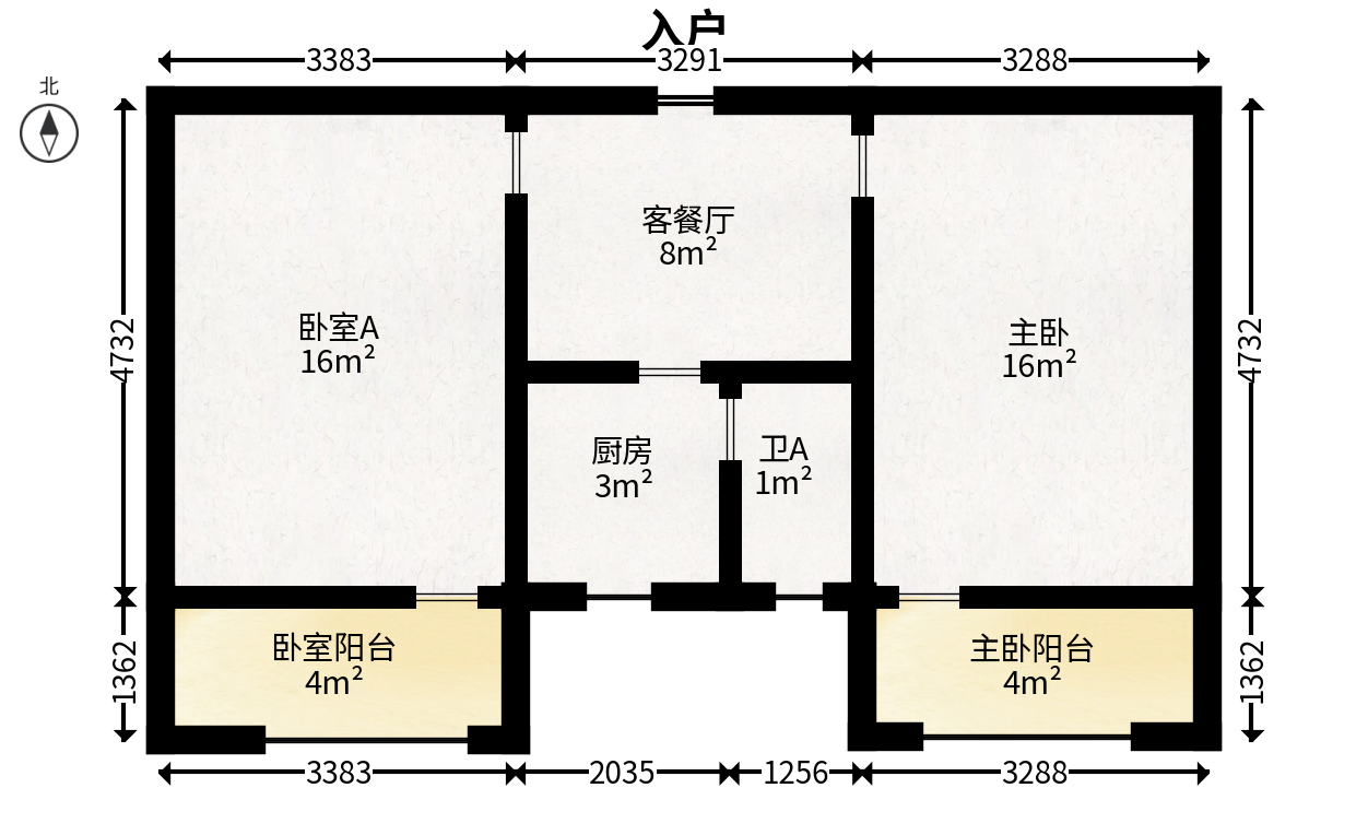 润麓苑  2室1厅1卫   49.80万户型图