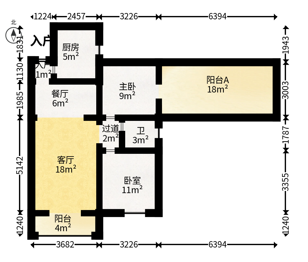 恒广国际景园  2室2厅1卫   65.00万户型图