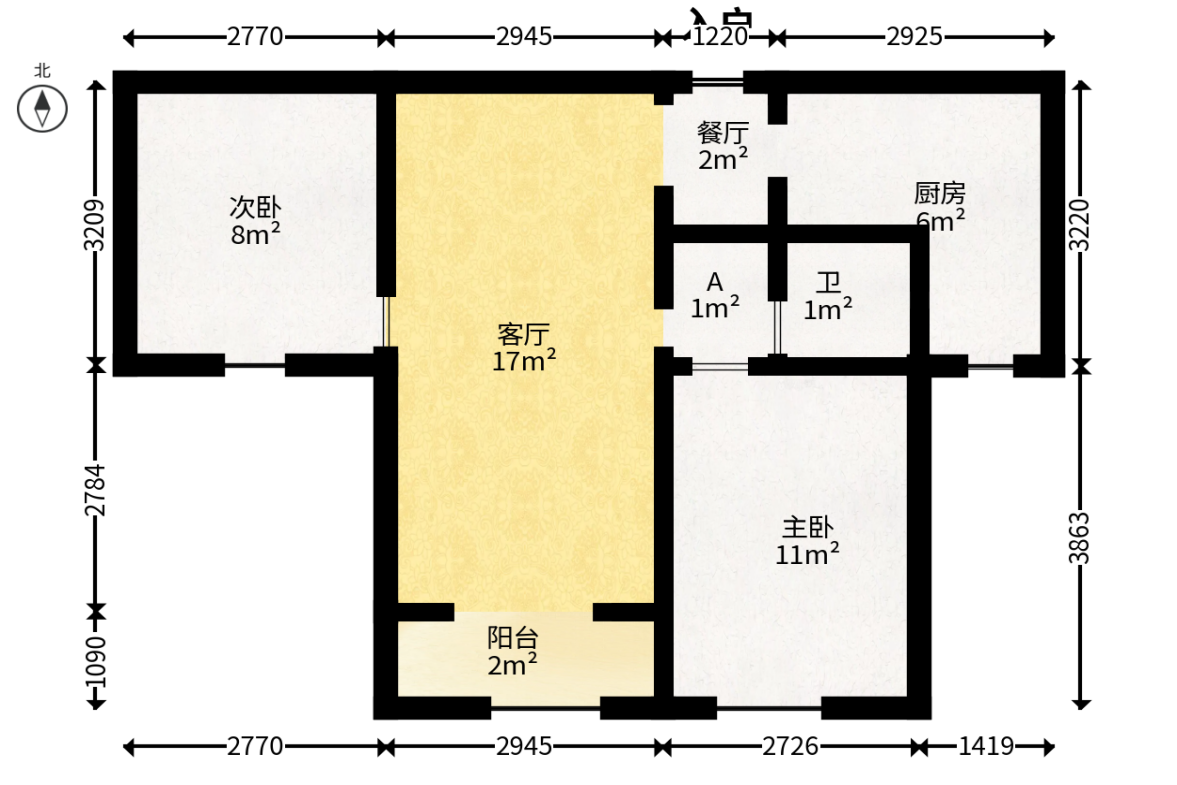 深业喜汇  2室2厅1卫   64.80万户型图