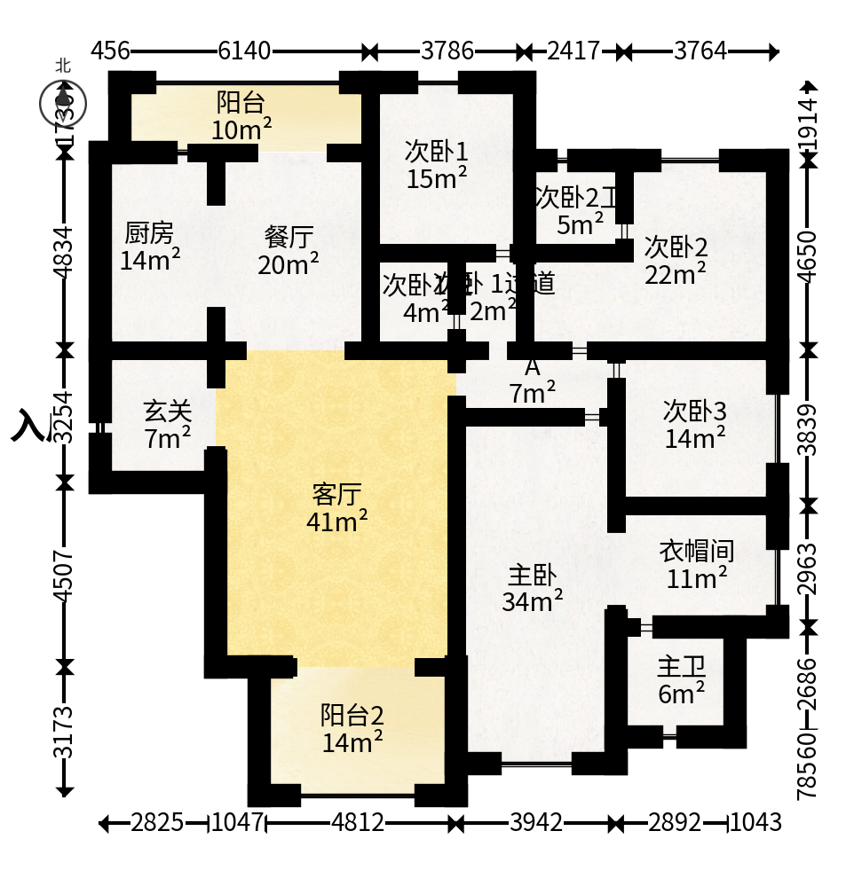 湘江壹号一二三期（创远湘江壹号）  4室2厅3卫   346.00万户型图