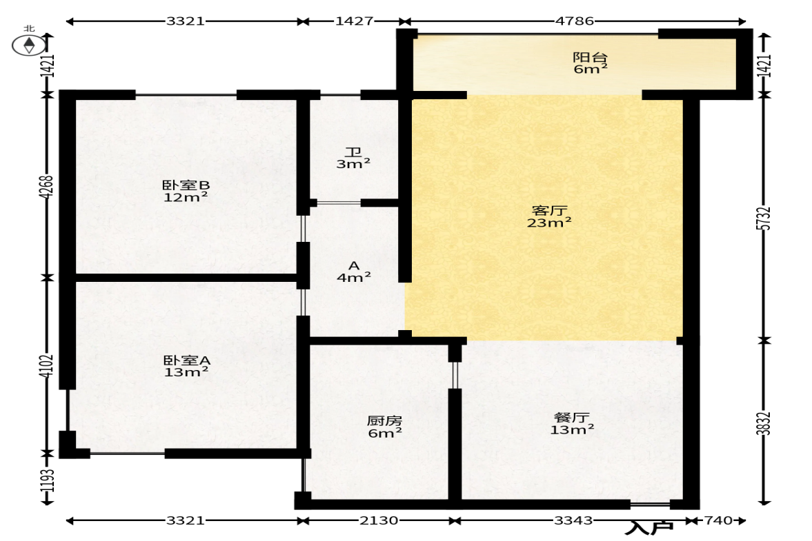 德雅苑  2室2厅1卫   78.80万户型图