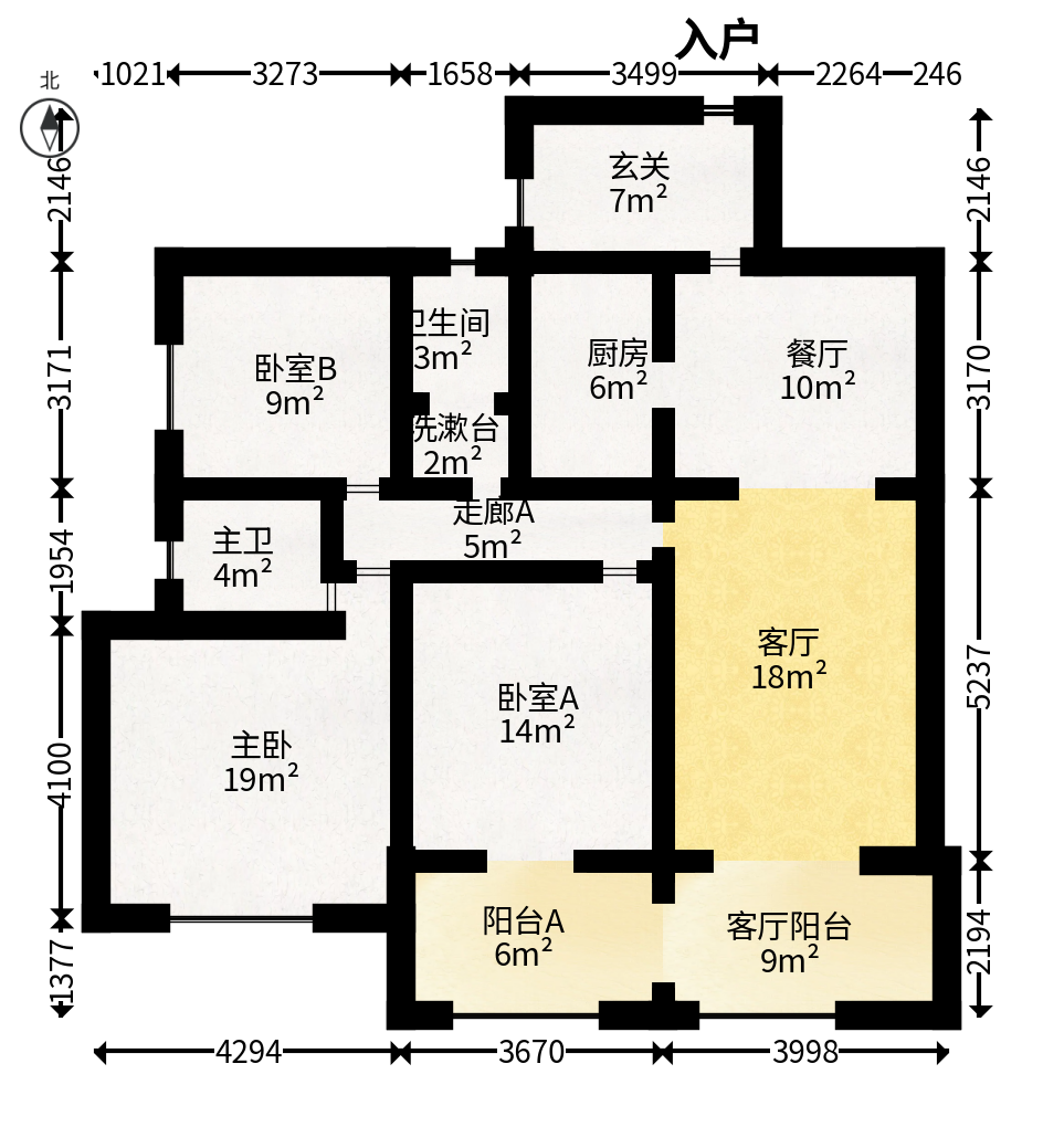 中建芙蓉嘉苑  3室2厅2卫   96.00万户型图