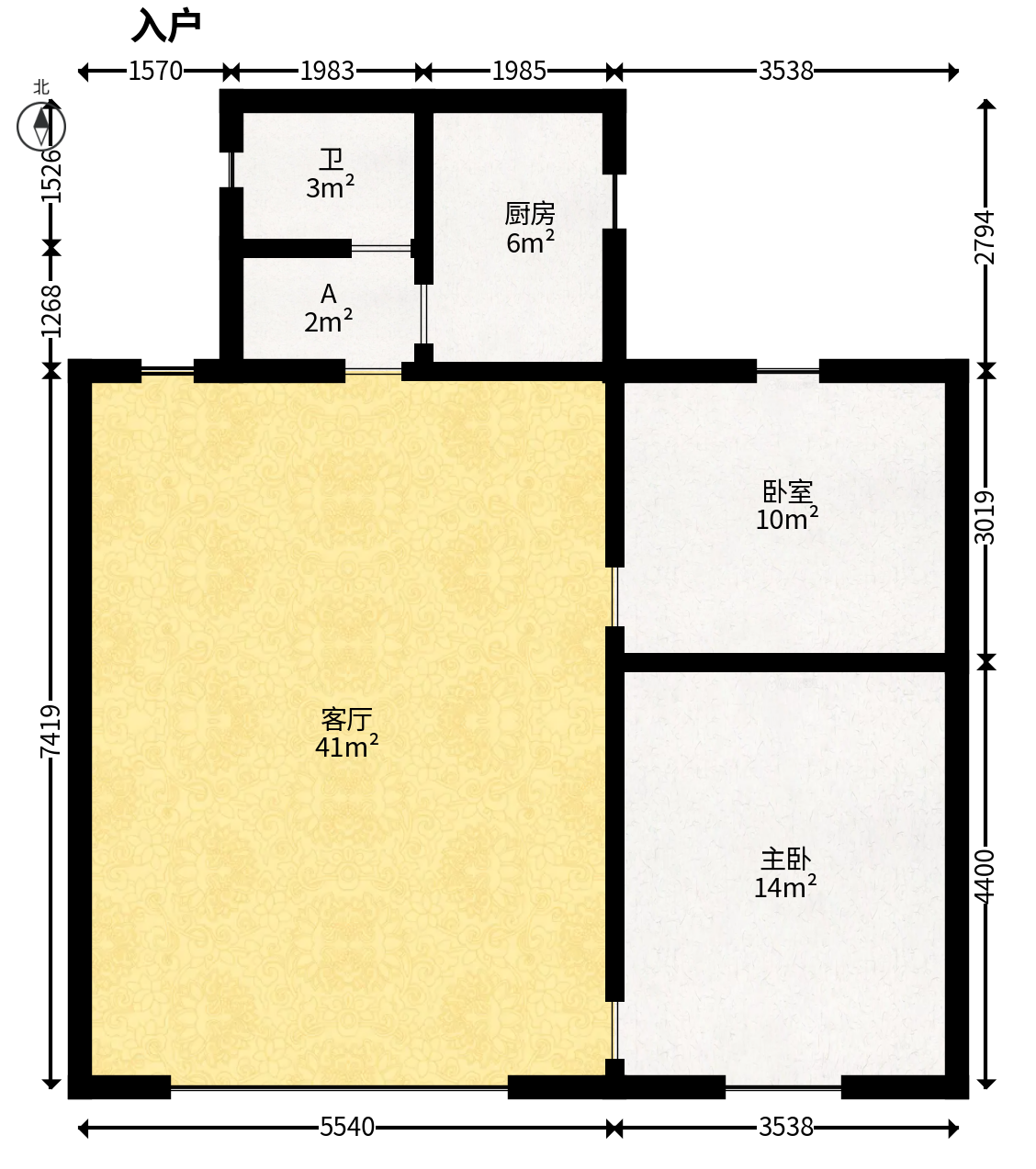 建材设计研究院综合楼（省建筑材料研究设计院宿舍）  2室1厅1卫   75.00万户型图