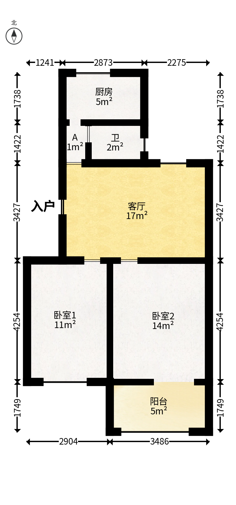 白沙啤酒公寓  1室1厅1卫   37.00万户型图