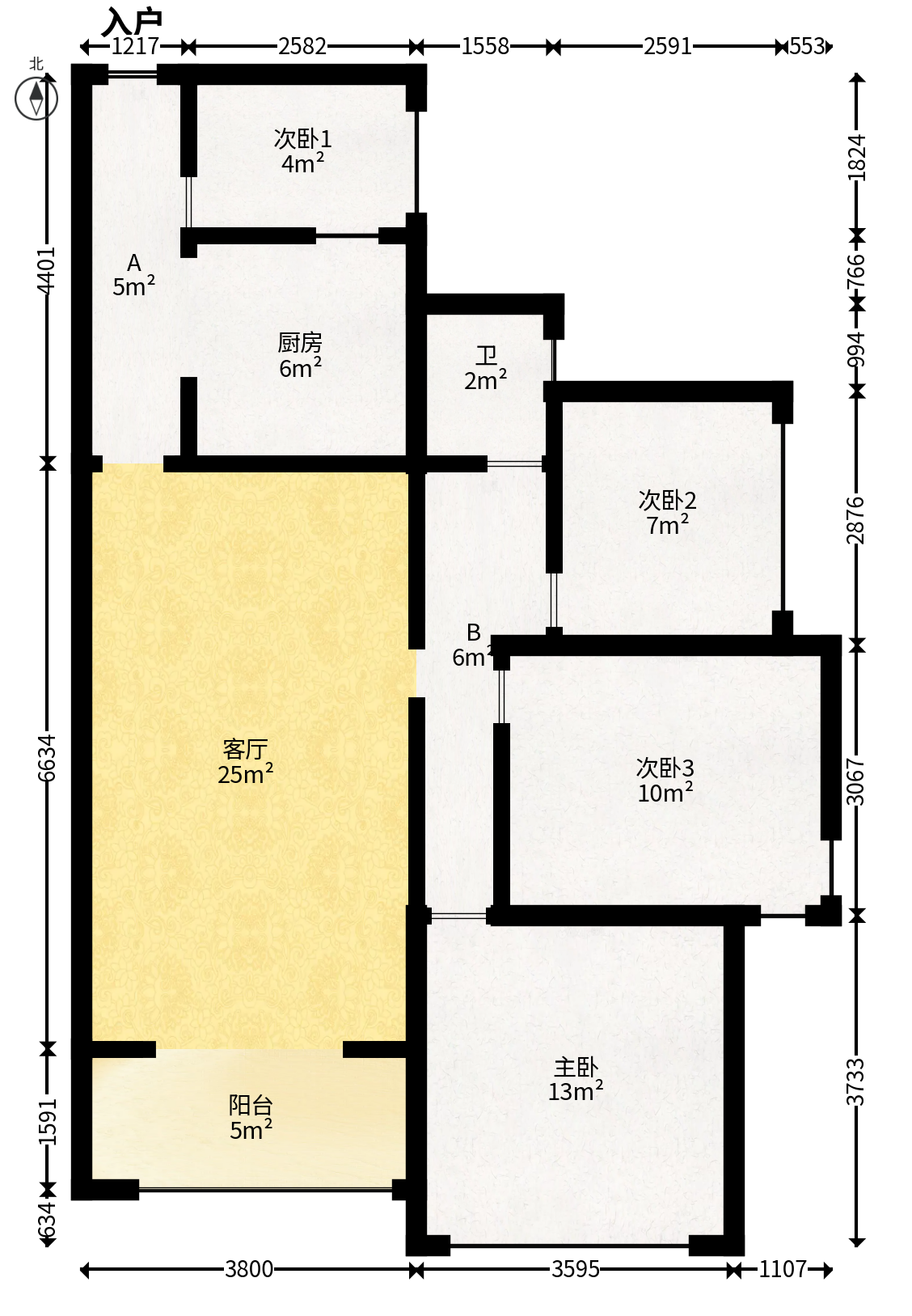 华润凤凰城二期  3室2厅1卫   85.00万户型图