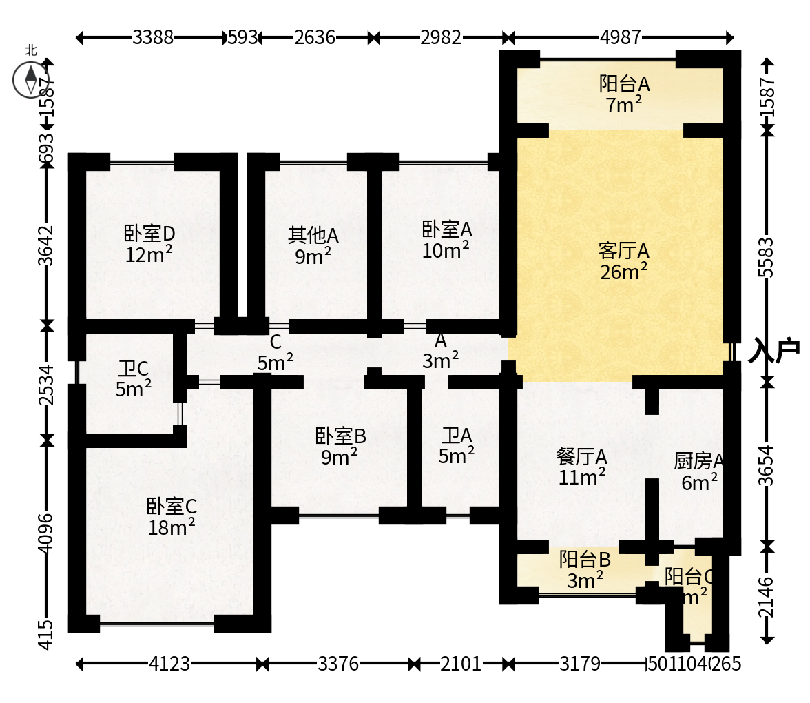潇湘名城(新里程潇湘名城)  5室2厅2卫   180.00万户型图