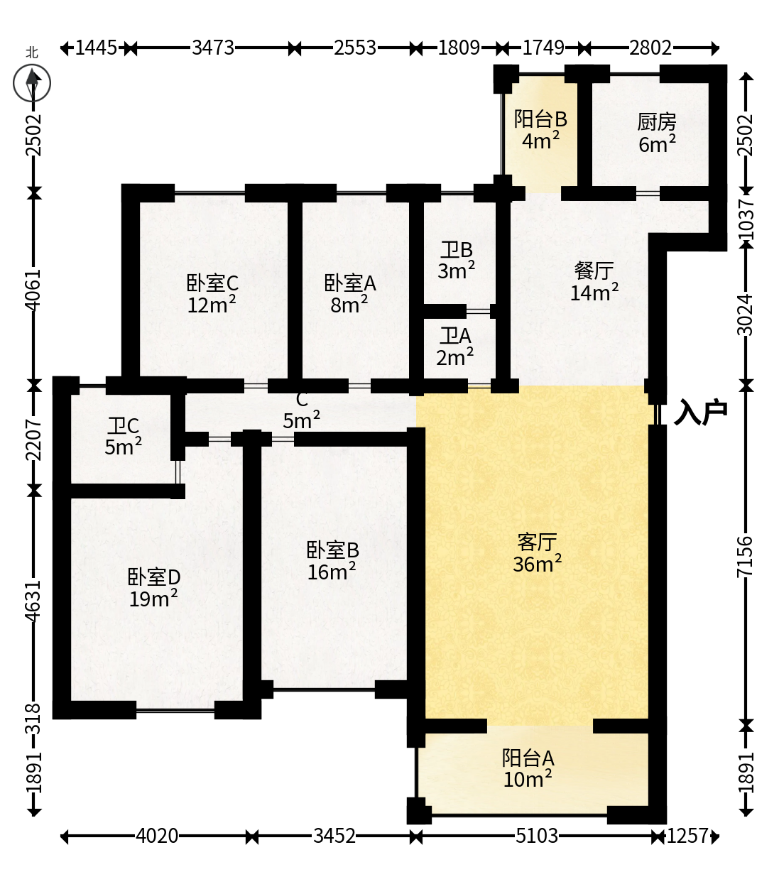和景园  4室2厅2卫   182.00万户型图