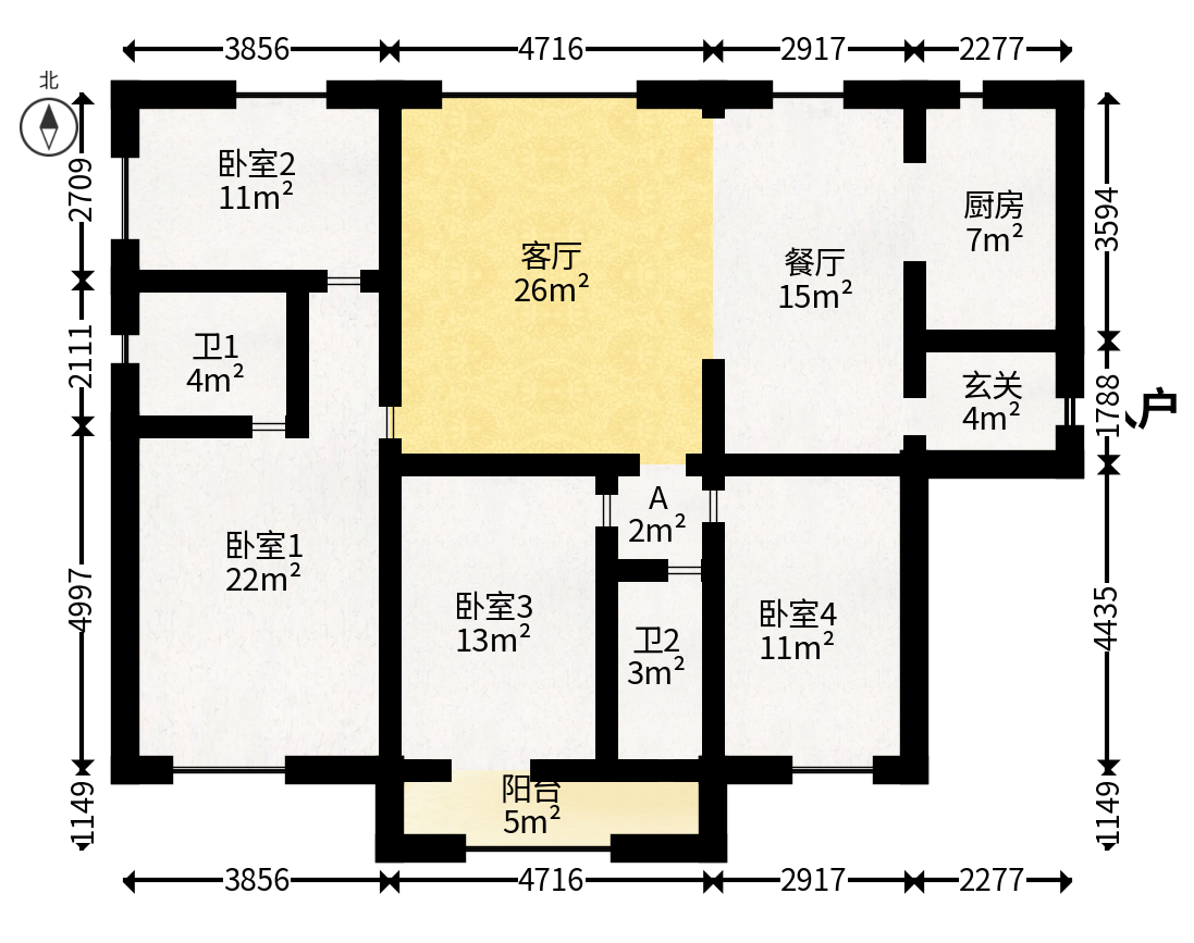 中建桂苑  4室2厅2卫   108.00万户型图