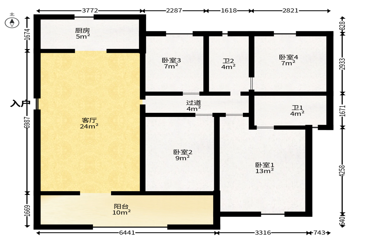 龙湖翠湖壹号  4室2厅2卫   136.00万户型图