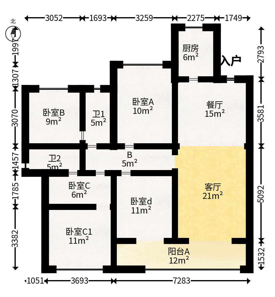 旭辉雨花郡  4室2厅2卫   199.00万户型图