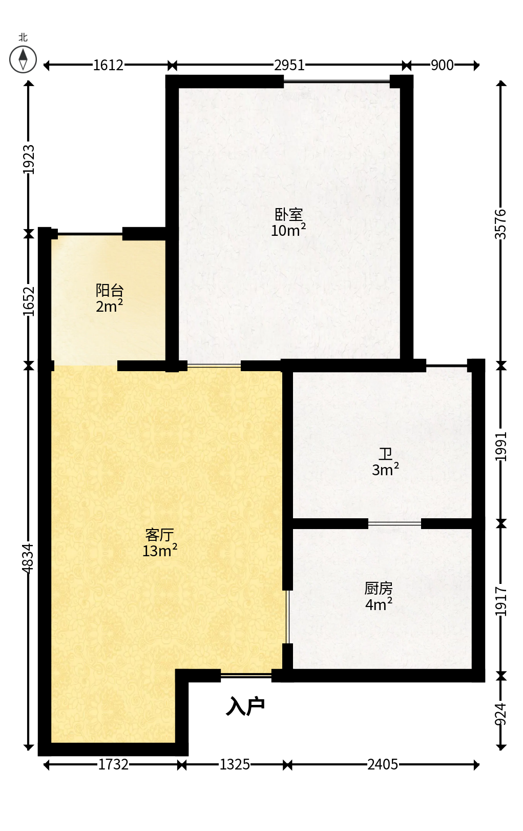 中江国际花城  1室1厅1卫    36.0万户型图