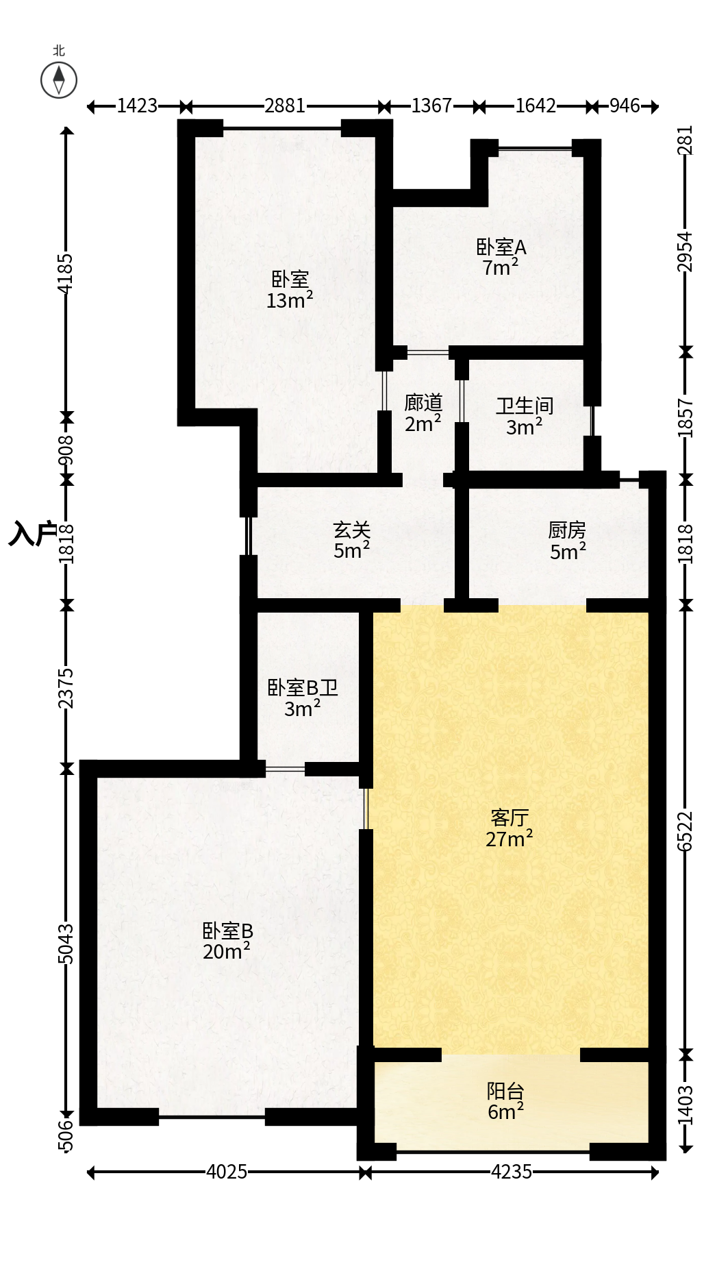 阳光100三期  3室2厅2卫   110.00万户型图