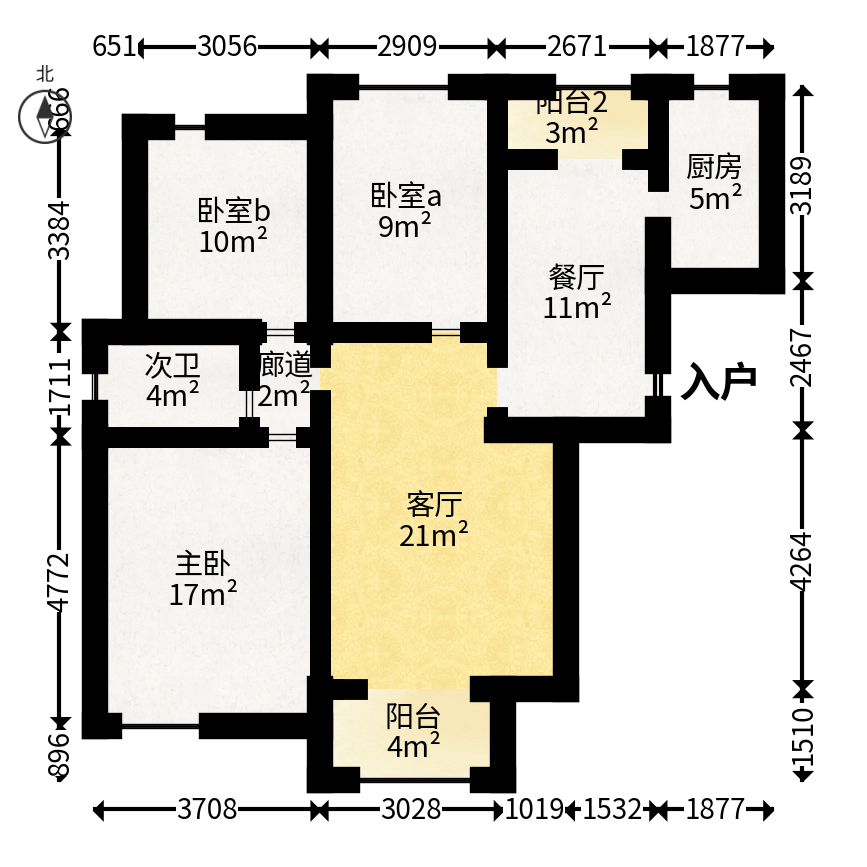 保利麓谷林语A区  2室2厅1卫   89.00万户型图