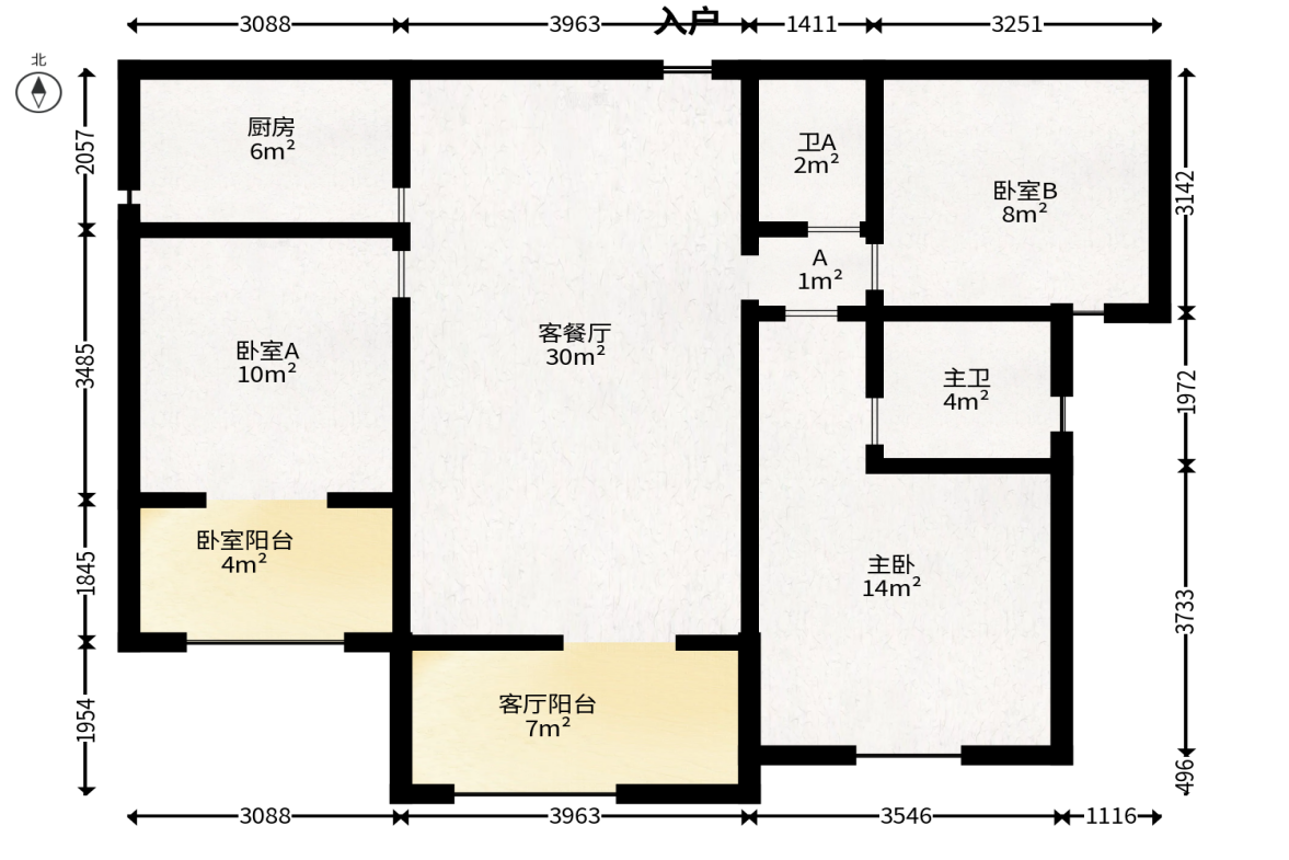 蓝光雍锦阁  3室2厅2卫   109.80万户型图