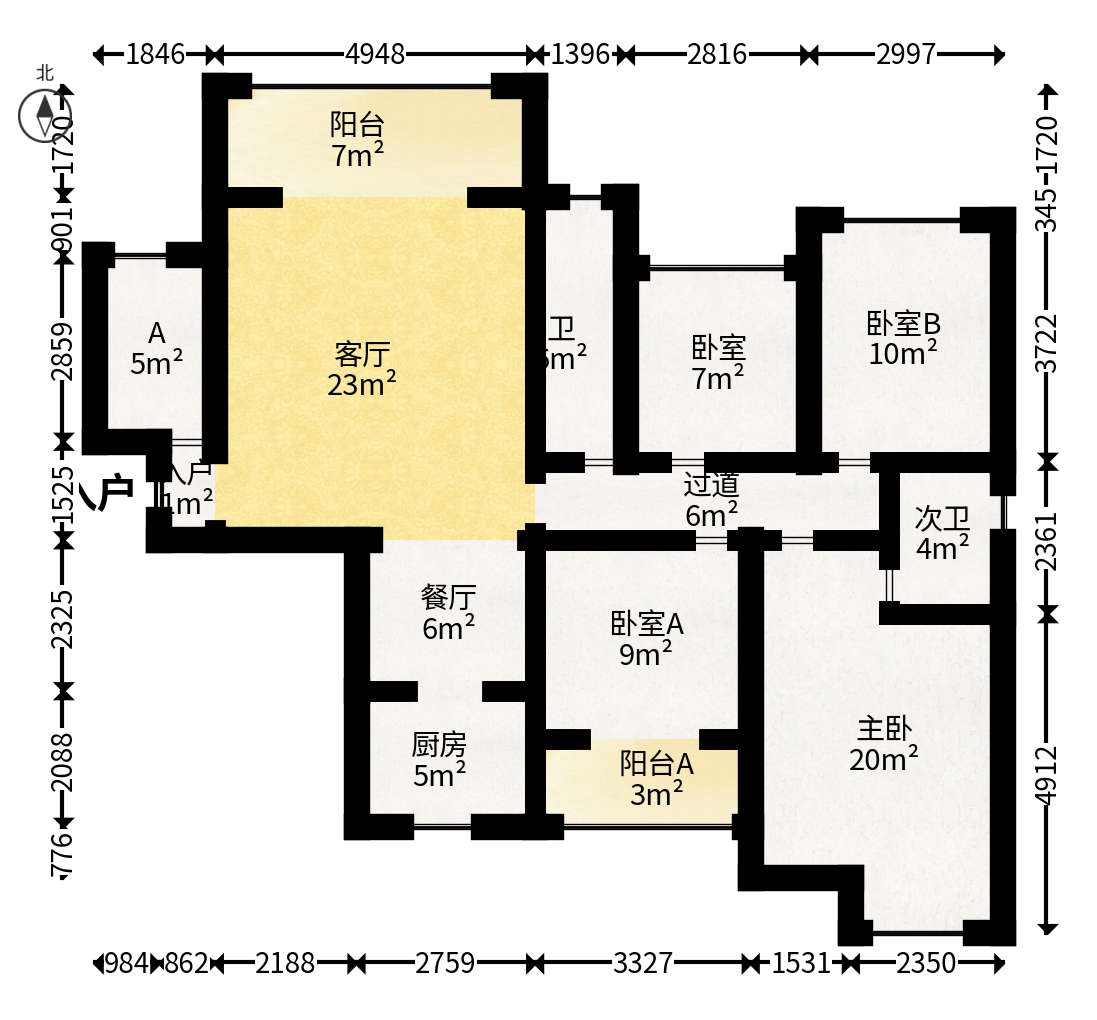 长龙湾  4室2厅2卫    65.0万户型图