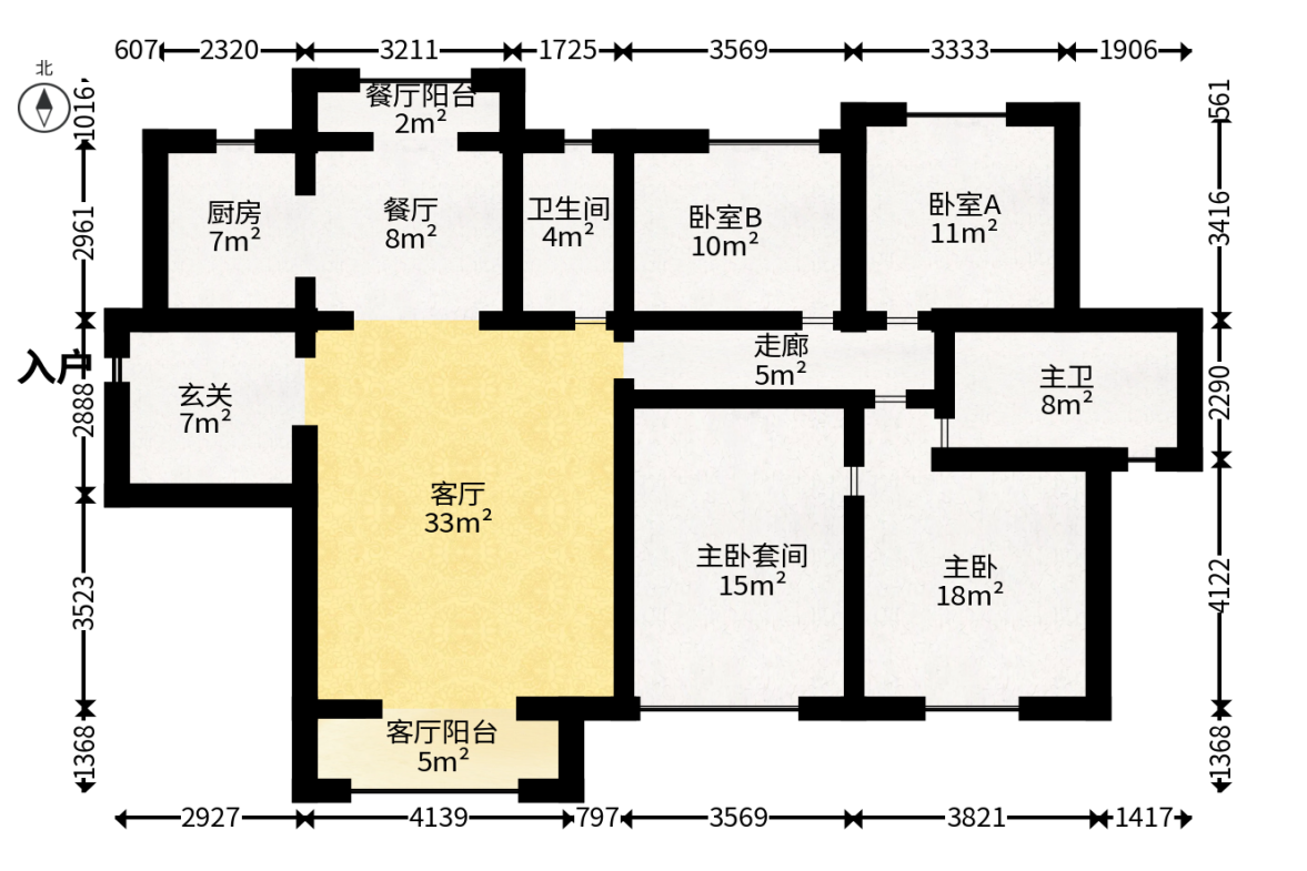 中信凯旋城（中信新城四期）  4室2厅2卫   119.80万户型图