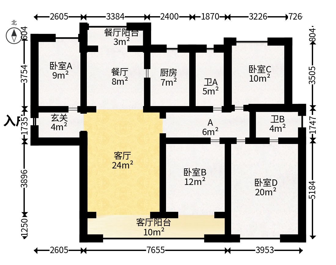万科森林公园  4室2厅2卫   210.00万户型图