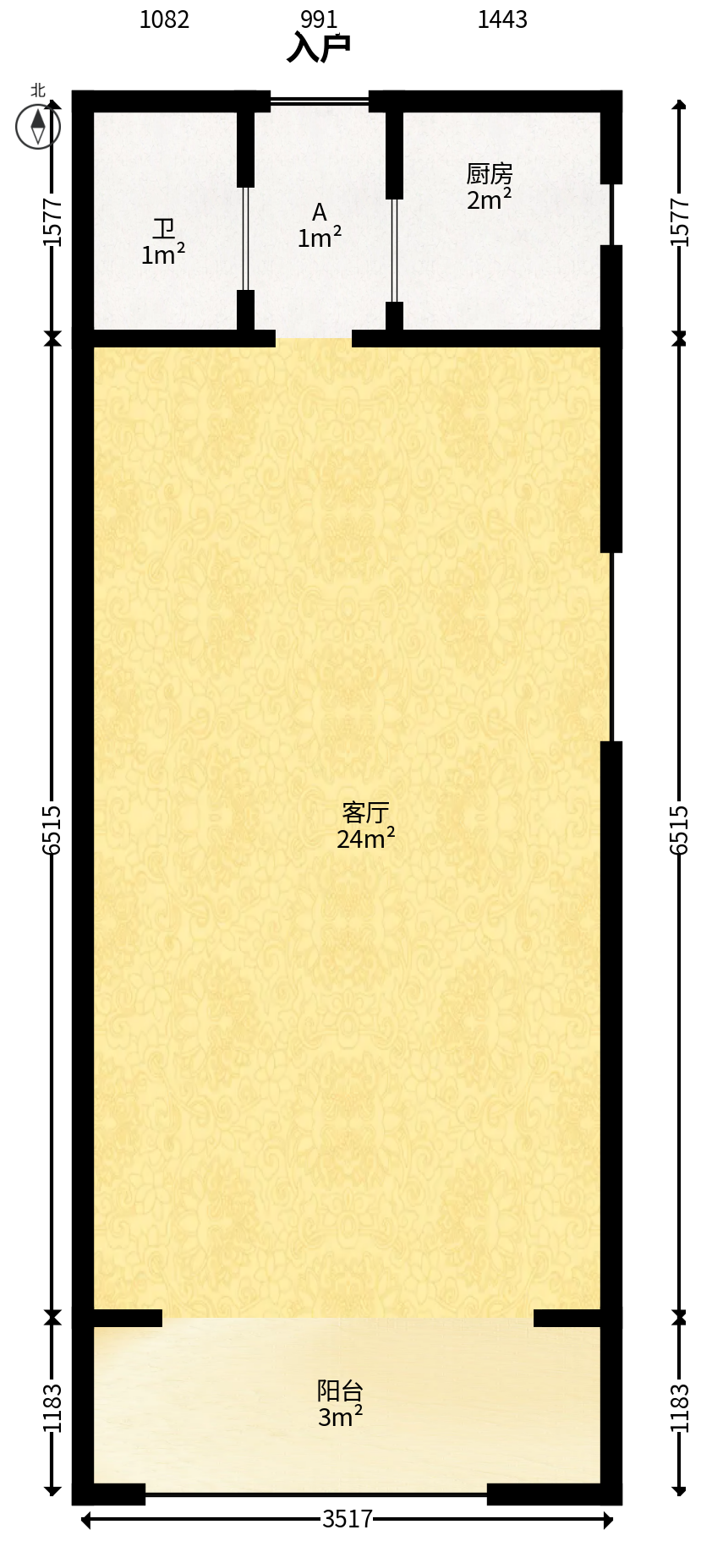 星语林名园  1室1厅1卫   28.80万户型图