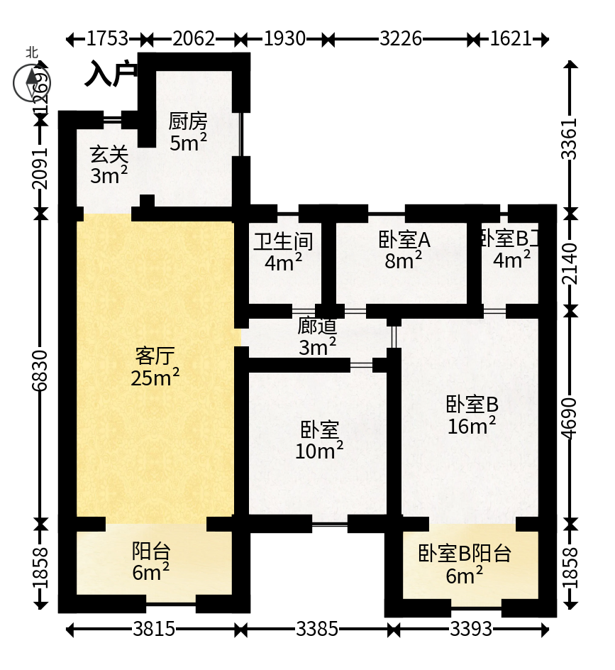 保利天汇  3室2厅2卫   160.00万户型图