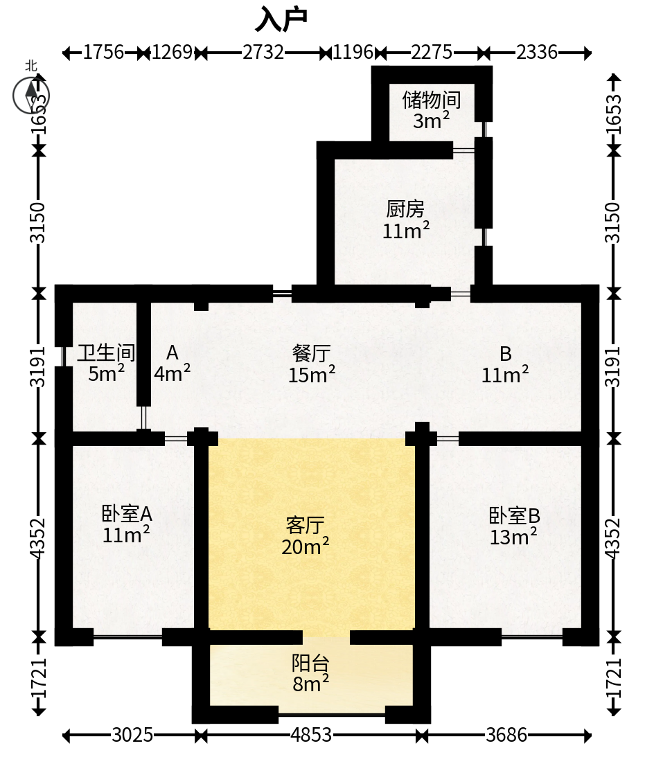 嘉华城（一期）  4室3厅3卫   218.00万户型图