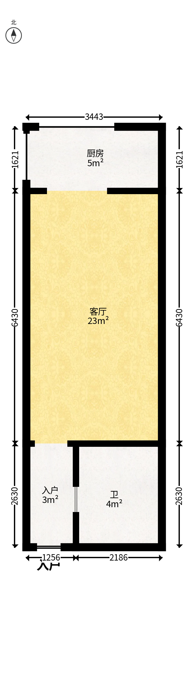 明城公寓  1室1厅1卫   19.80万户型图