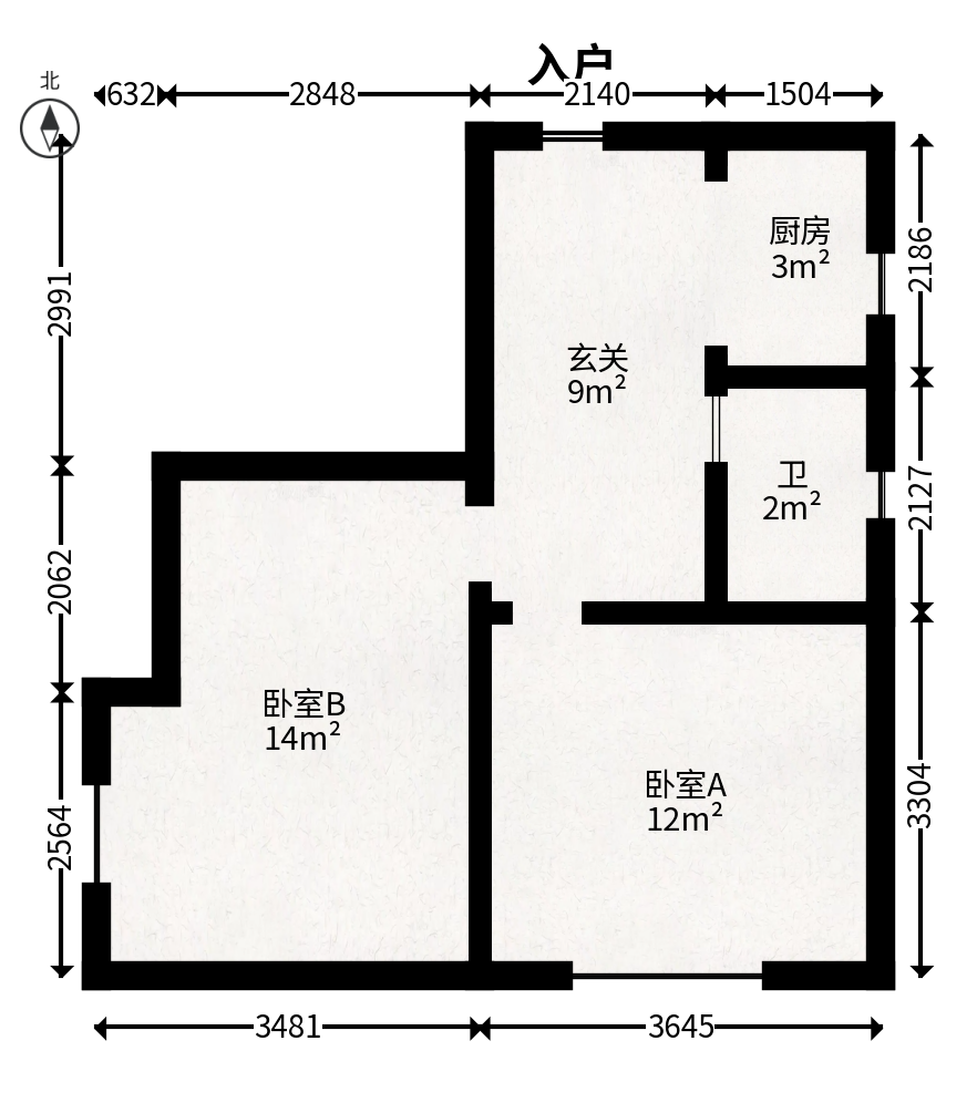 青年才郡（盈安大厦）  1室1厅1卫   40.00万户型图