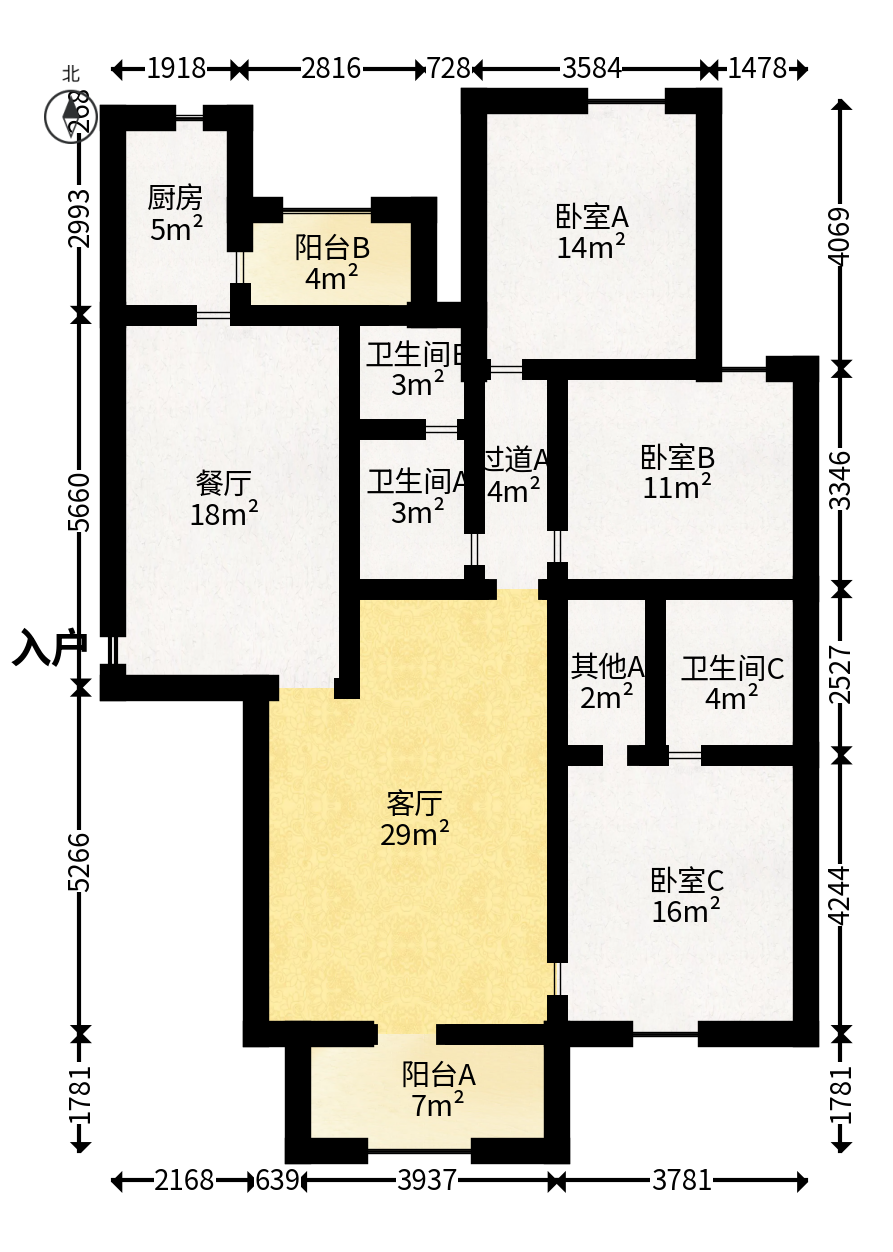 长沙紫金苑  3室2厅2卫   190.00万户型图