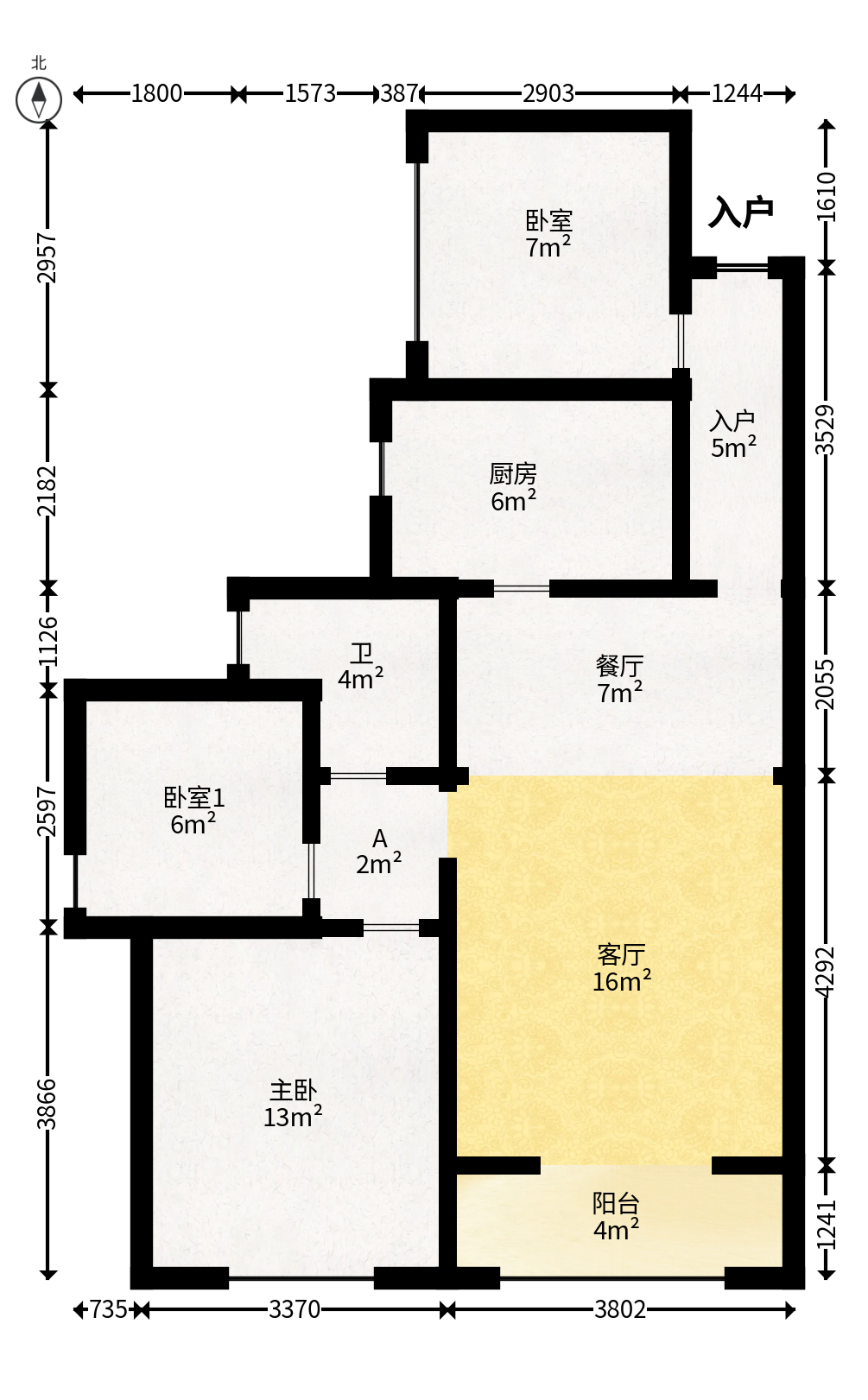 筑梦星园  3室2厅1卫   73.00万户型图
