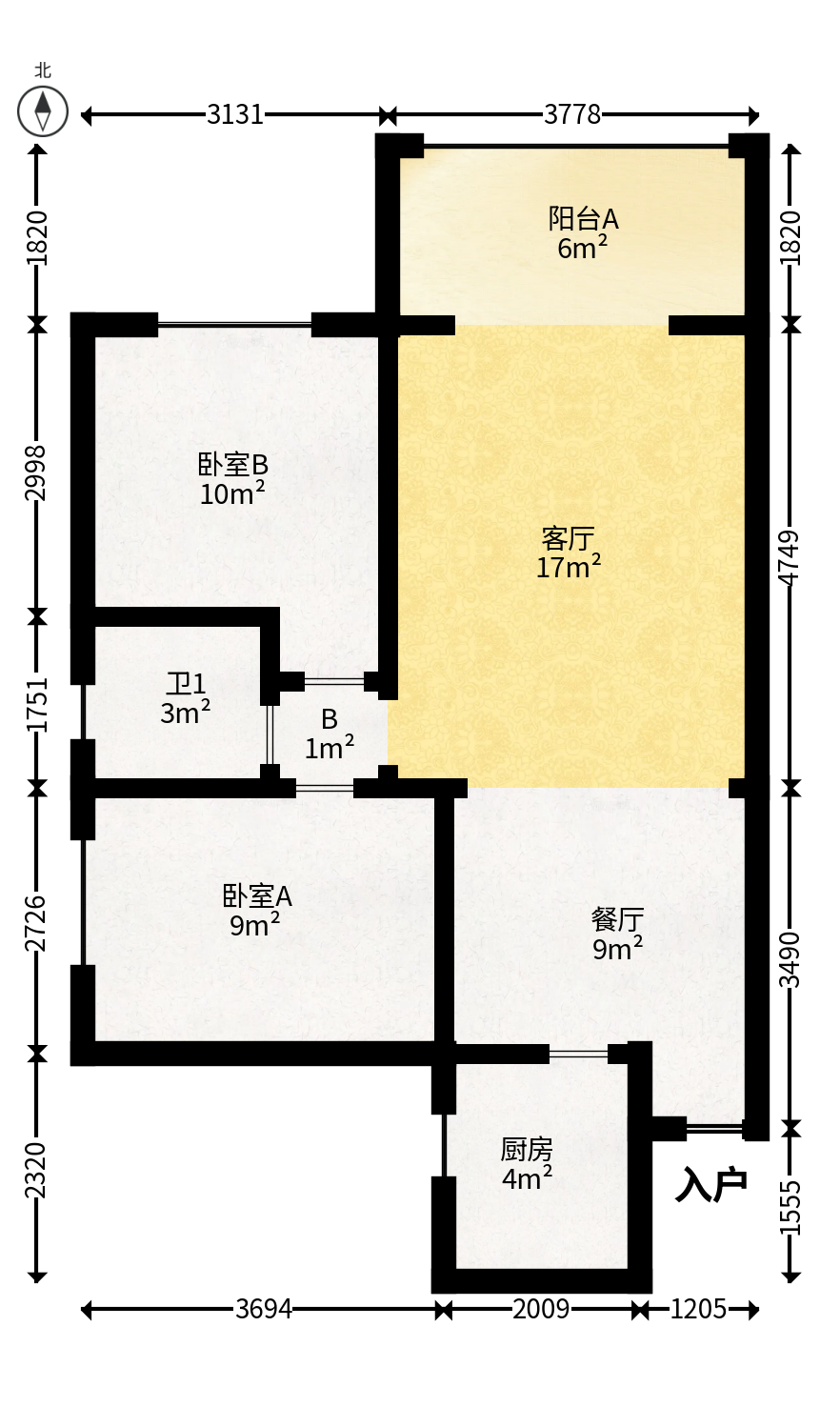 黎郡新宇康景园  1室0厅0卫    45.0万户型图