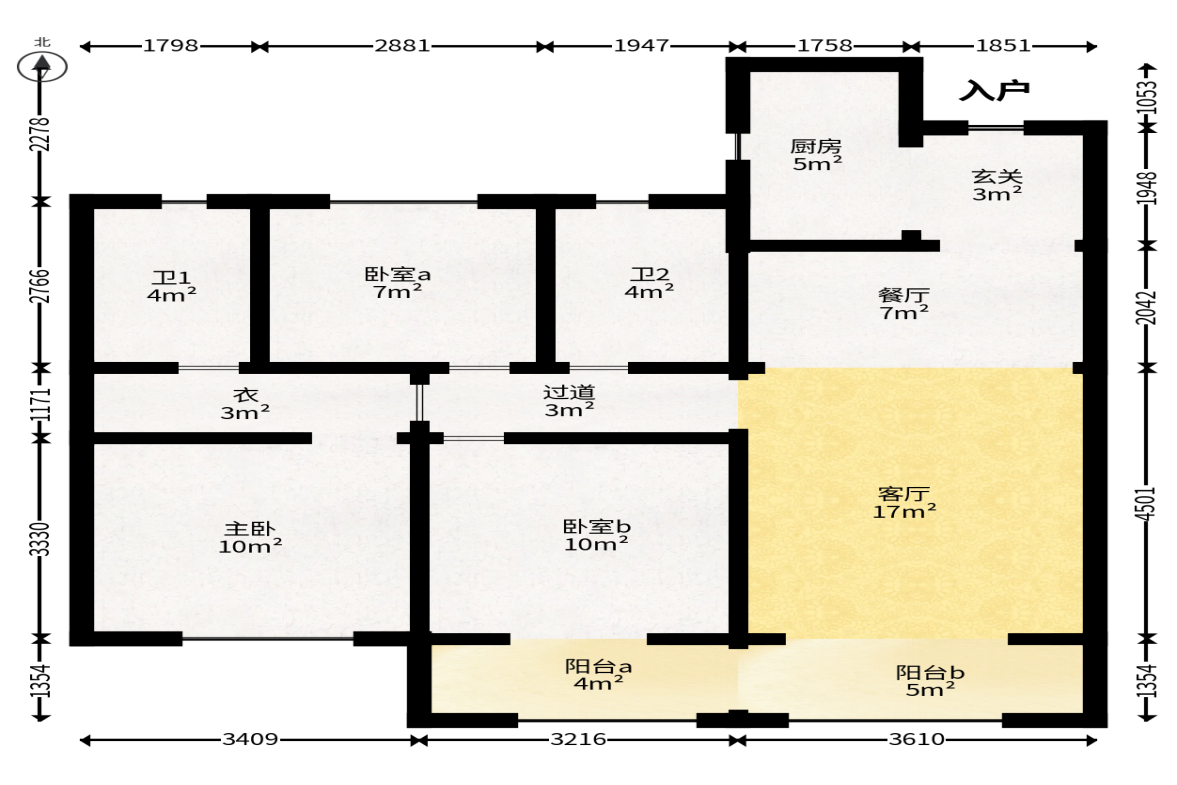阳光城联利悦澜府  3室2厅2卫   89.00万户型图
