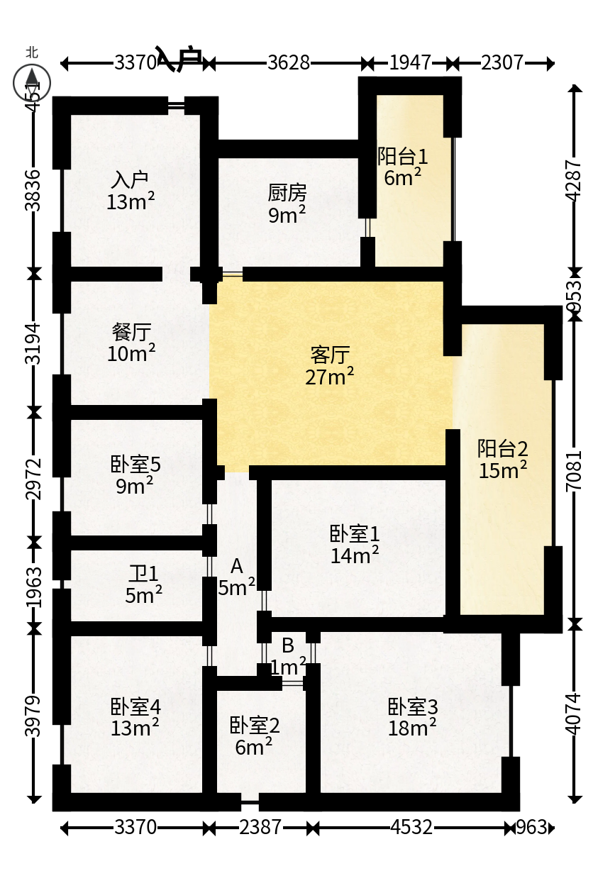 新城新世界一二三期  4室2厅2卫   176.00万户型图