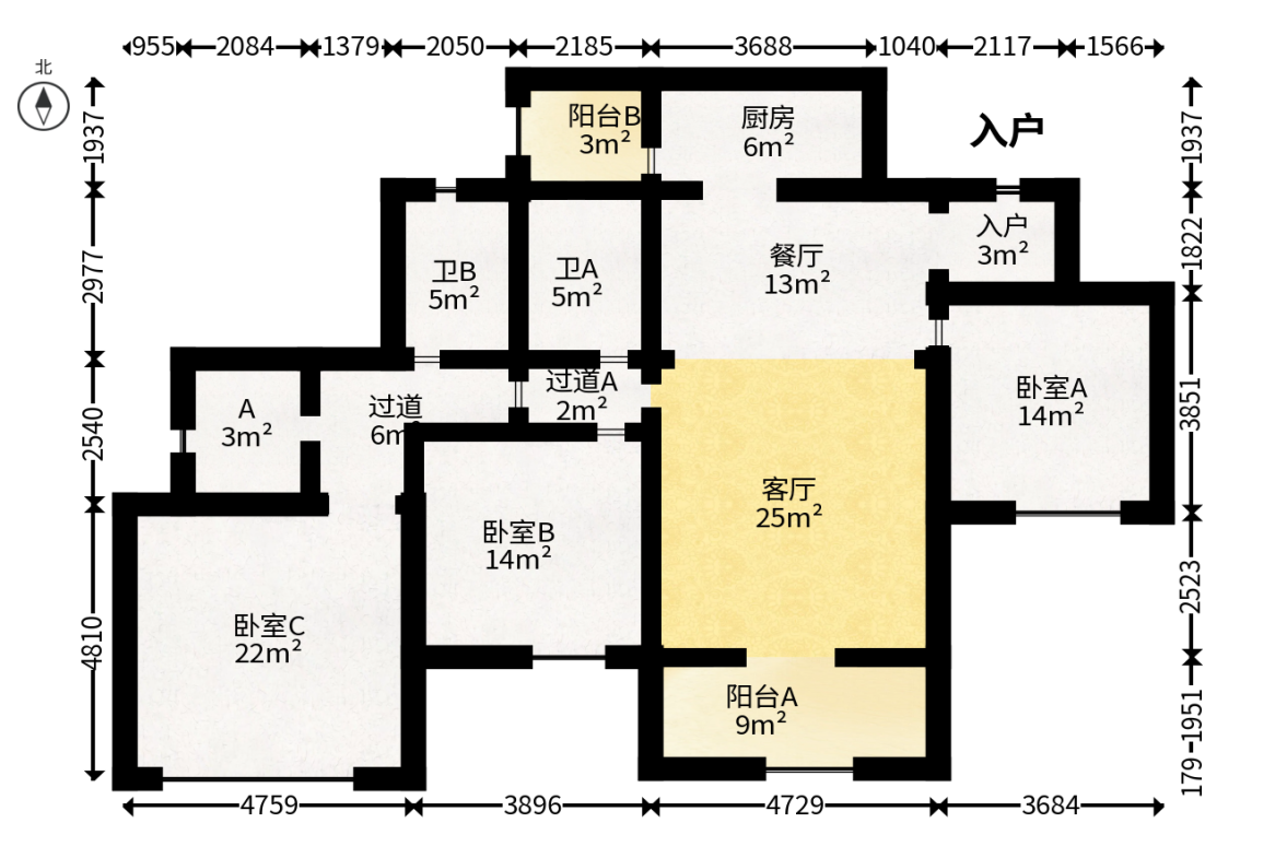 恒大城  4室2厅2卫   112.00万户型图