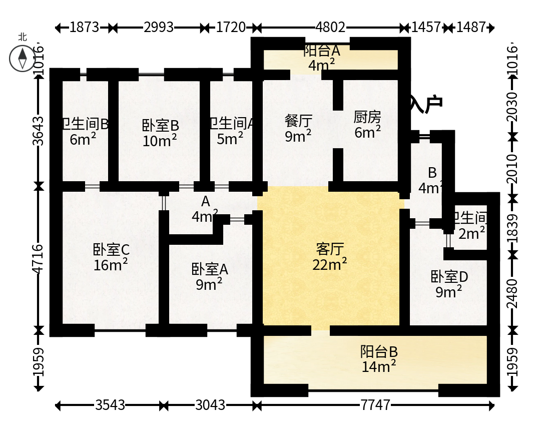 京盛和府  4室2厅3卫   165.00万户型图