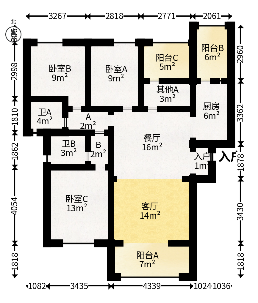 润和翰文府  4室2厅2卫   152.00万户型图