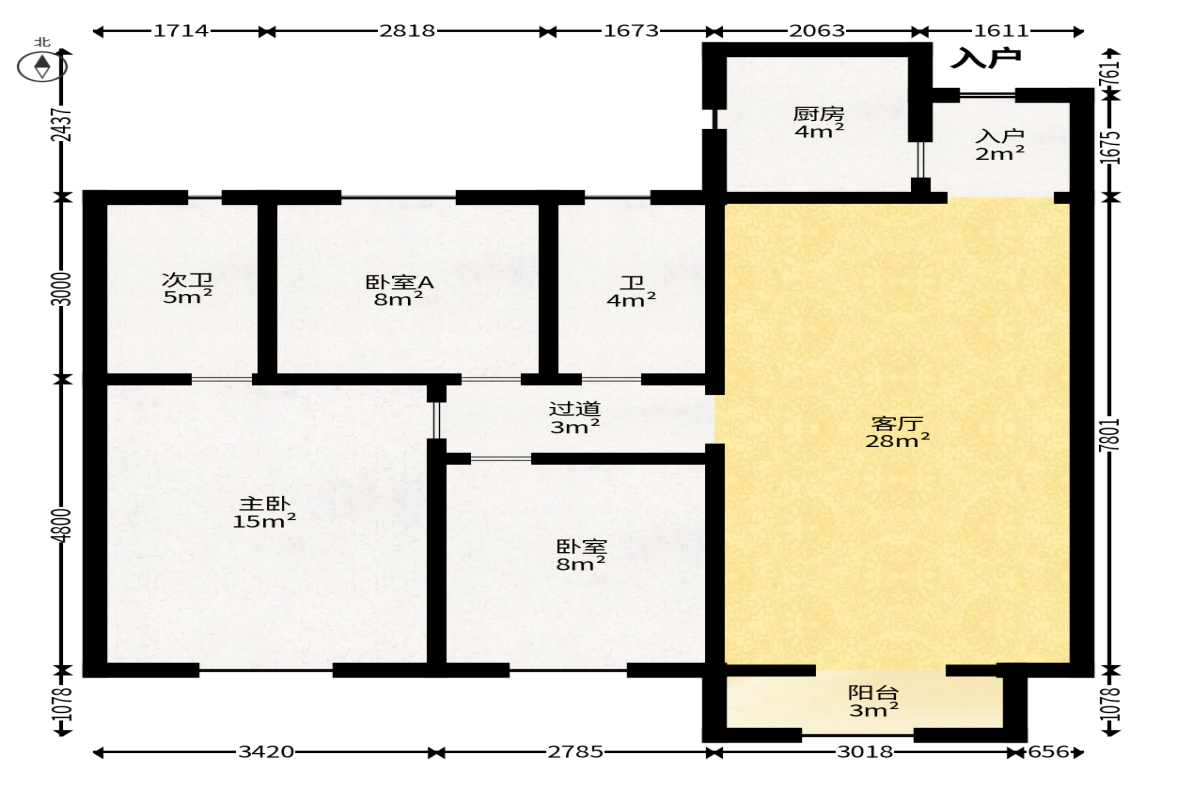 时代港湾  3室2厅1卫   58.00万户型图