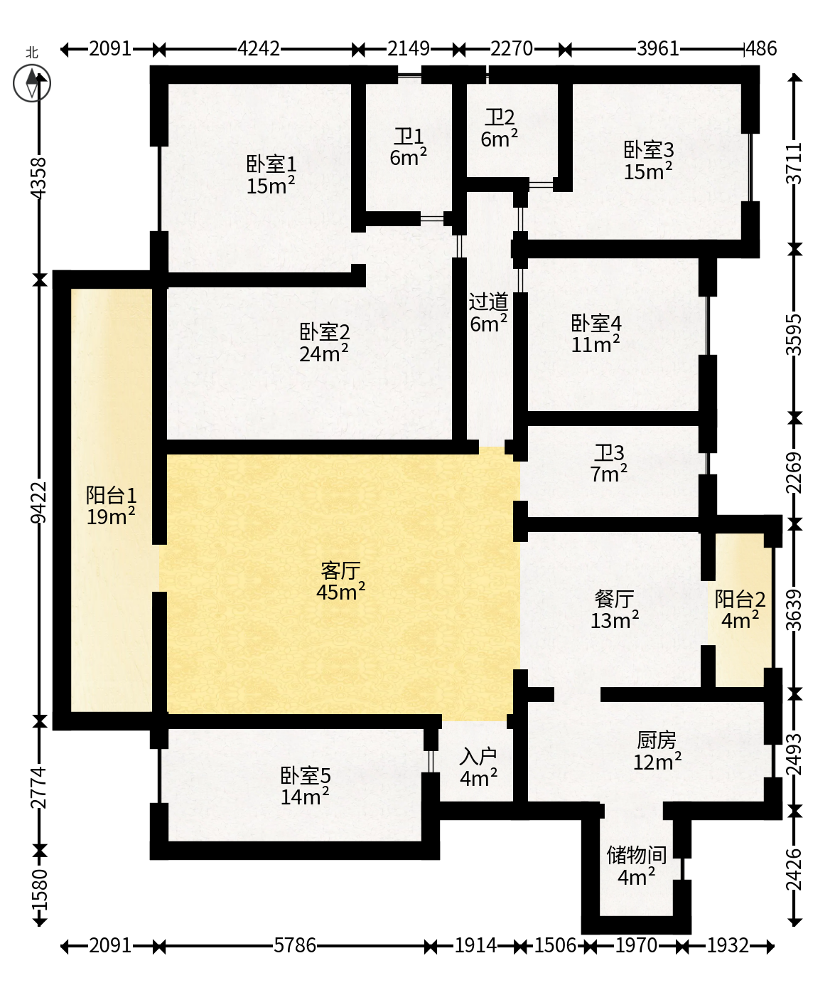 中建江山壹号  5室2厅3卫   398.00万户型图