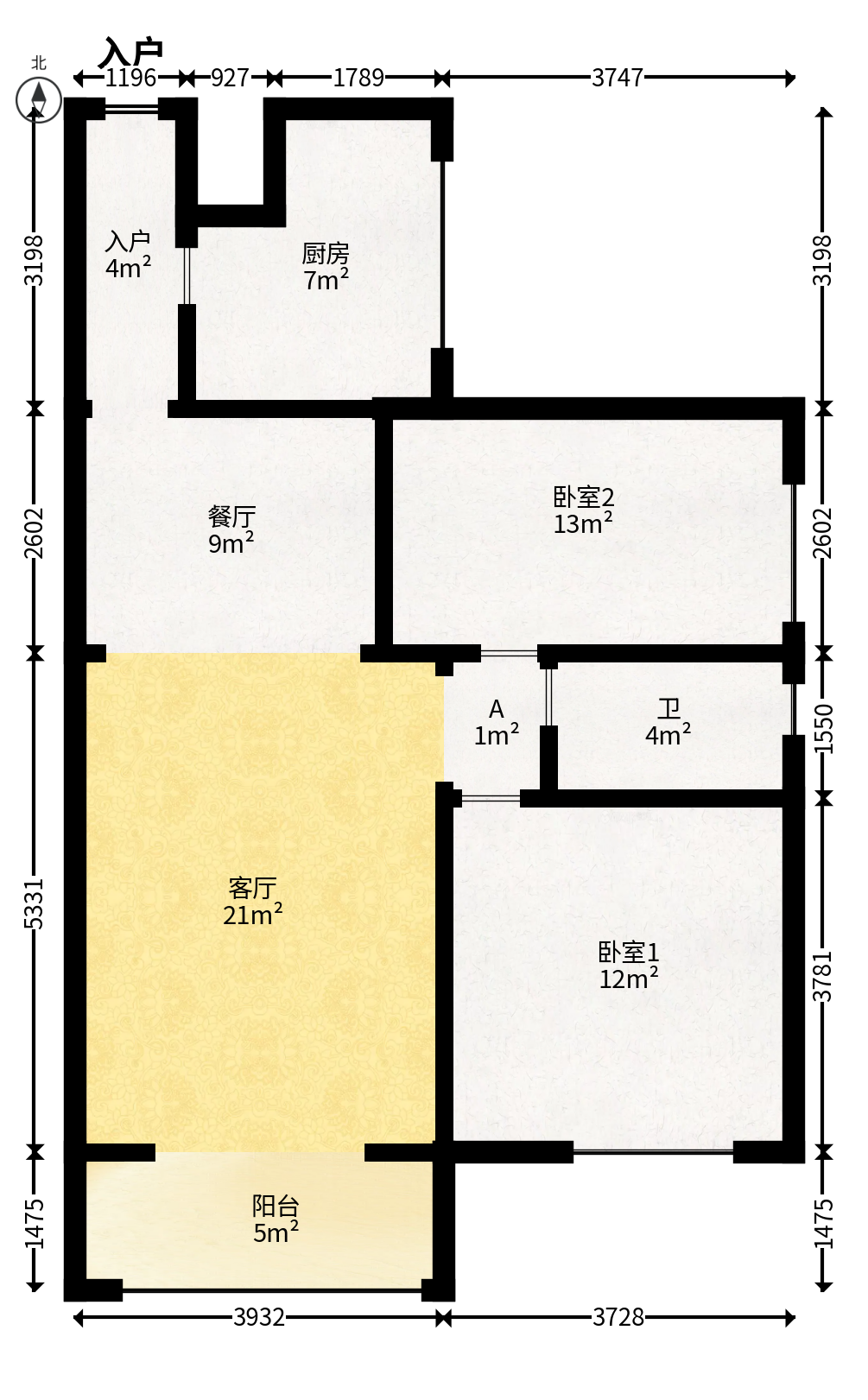金碧文华  2室1厅1卫   60.00万户型图