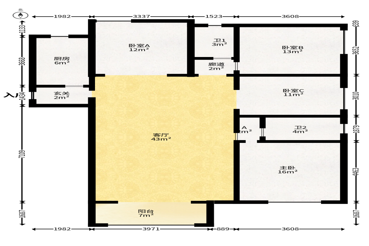 建投象山国际  4室2厅2卫   135.00万户型图