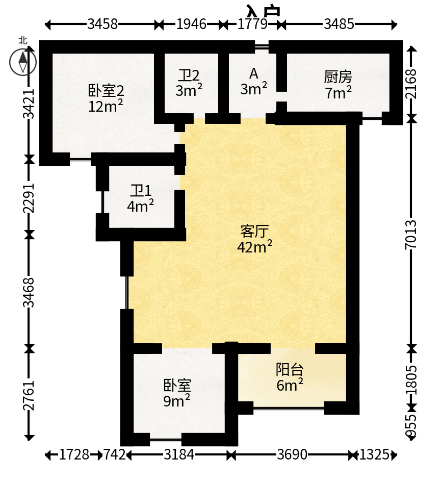 建发中央悦府  3室2厅2卫   145.00万户型图