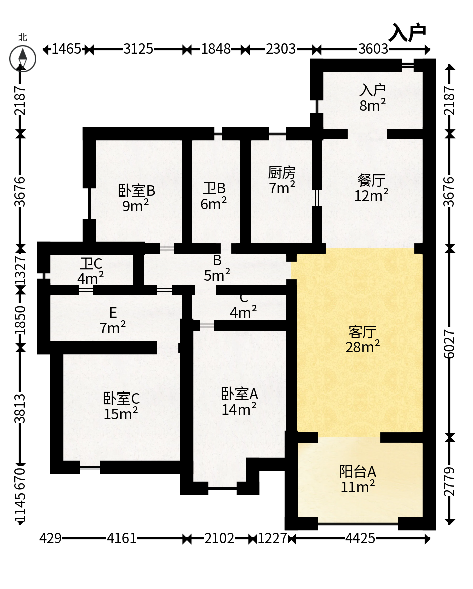 华盛世纪新城  3室2厅2卫   130.00万户型图