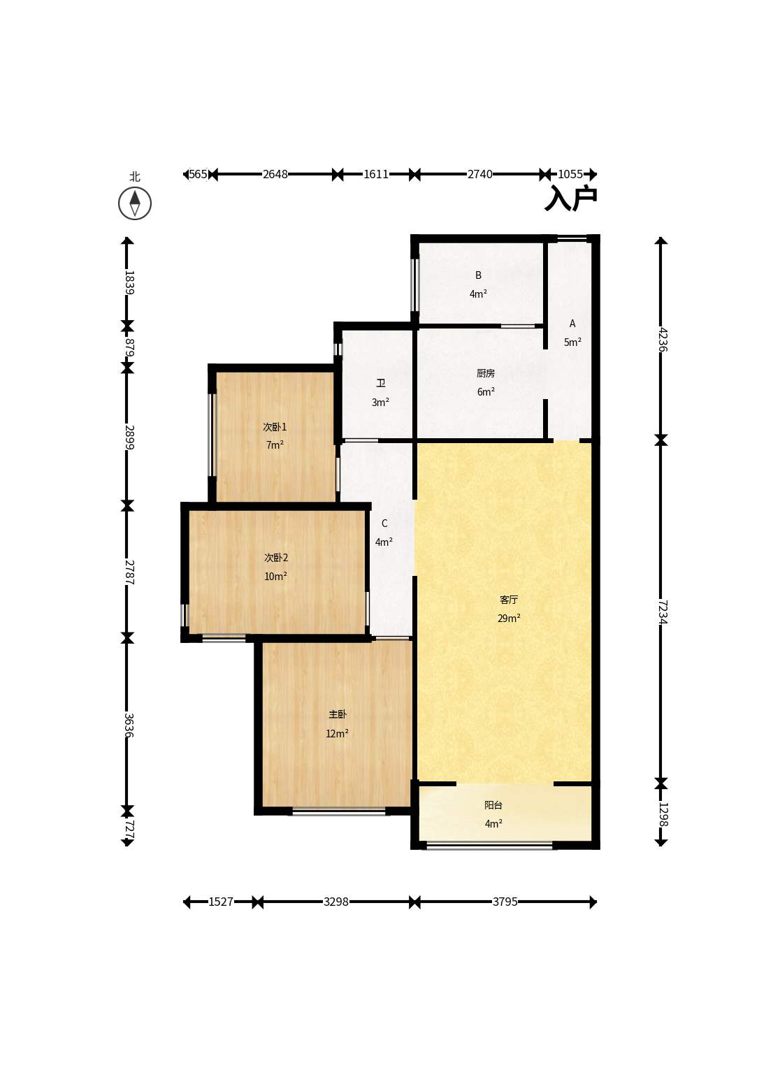 华润凤凰城二期  3室2厅2卫    77.8万户型图