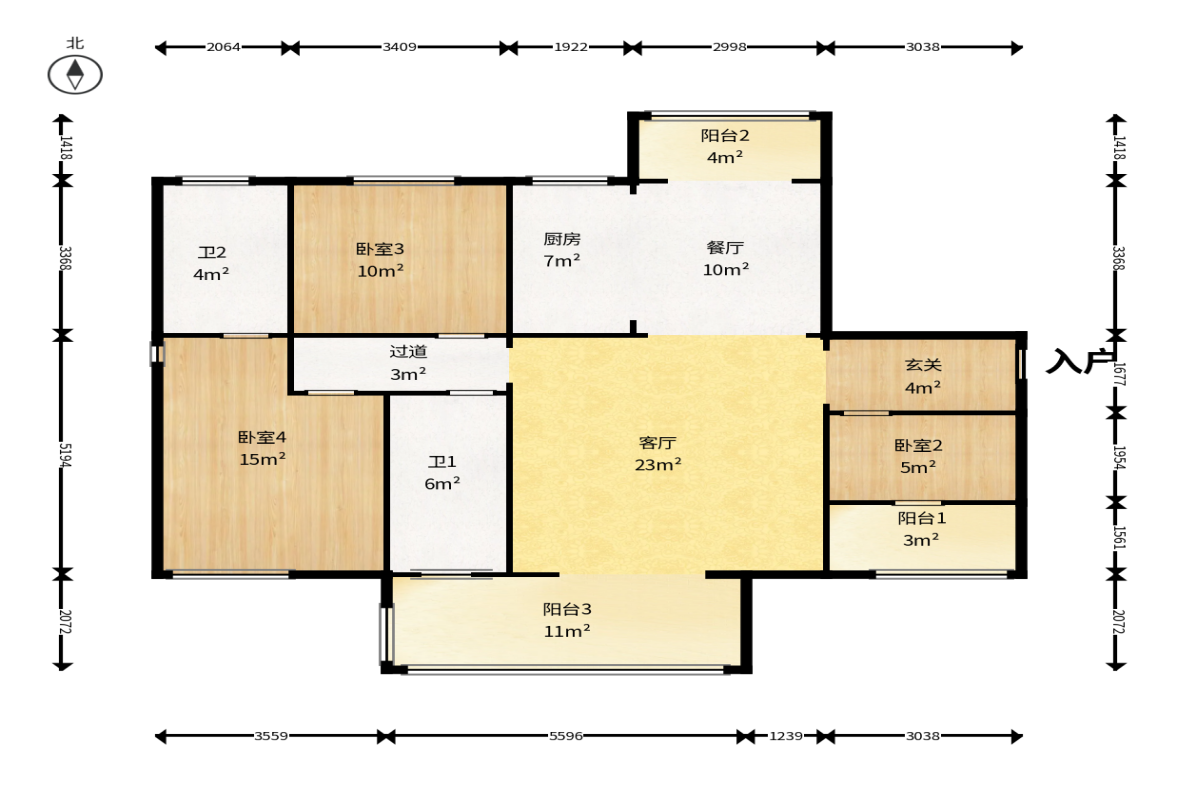 润和滨江广场（润和中央广场）  4室2厅1卫    108.0万户型图