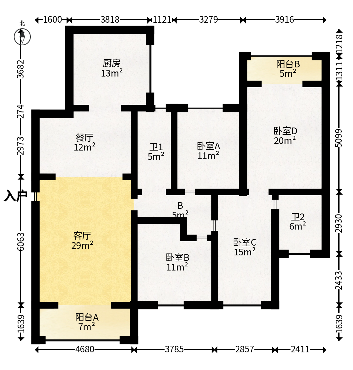 白沙湾嘉园  3室2厅2卫   158.00万户型图