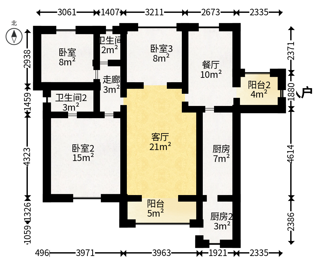 和泉嘉园  3室2厅2卫   82.80万户型图
